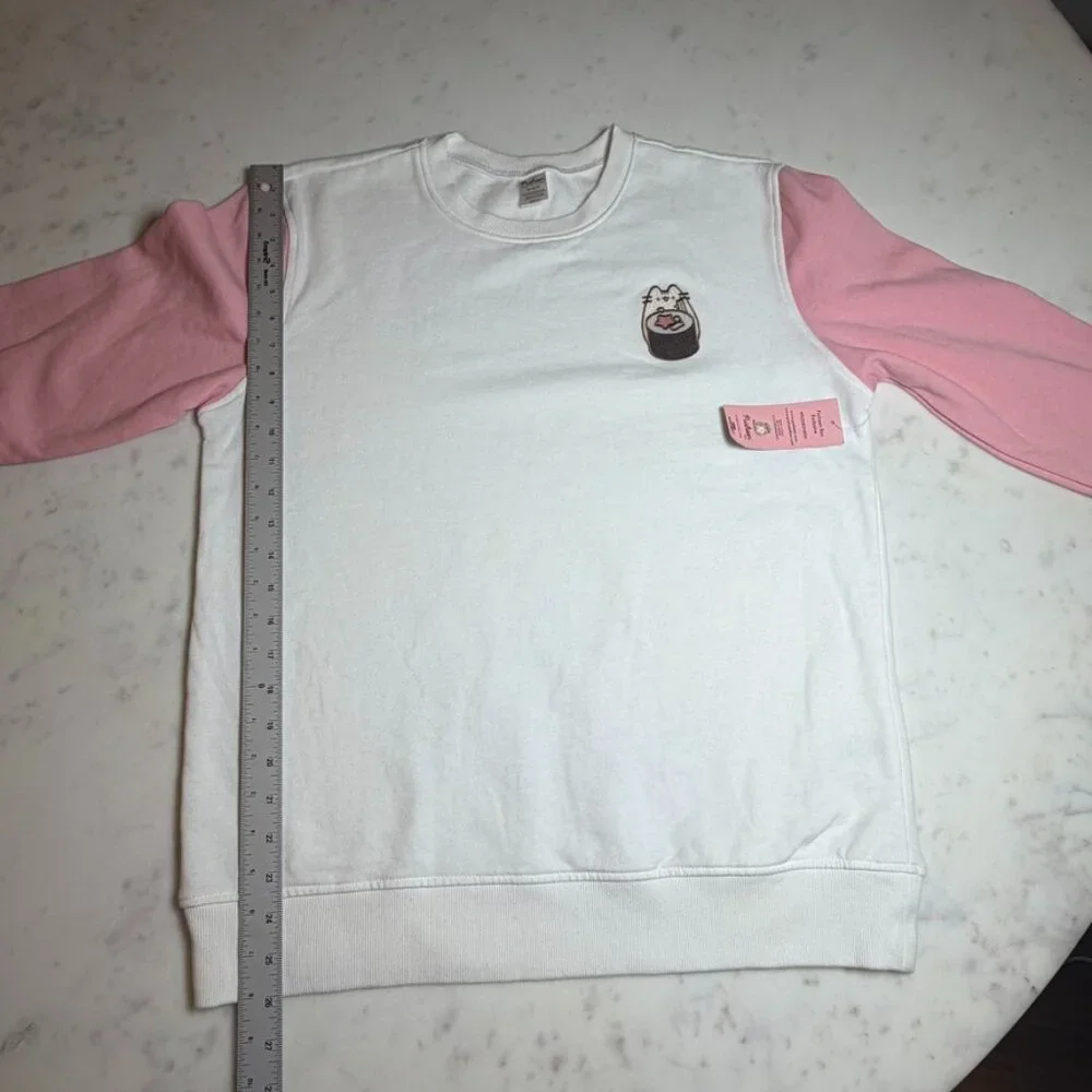 Pusheen‎ Box Exclusive Colorblock Crewneck Sweatshirt Pink White Medium NWT - Picture 8 of 9